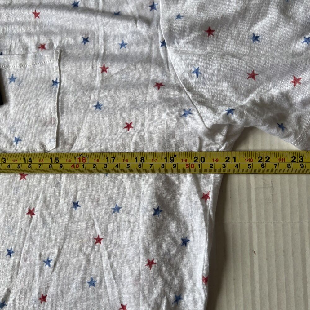 Rails Sz L Stars White Linen Blend Shirt Short Sleeve V Neck NWT - Picture 5 of 6